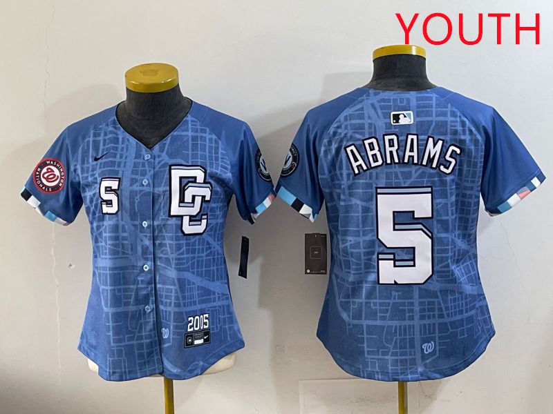 Youth Washington Nationals #5 Abrams Joint Name 2025 Nike MLB Jersey style 3